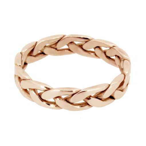 9ct Welsh  Gold  Rose  Gold  Medium Plait Ring  Kelvin 